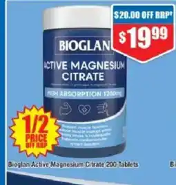 Chemist Warehouse Bioglan Active Magnesium 1000 250 Tablets offer