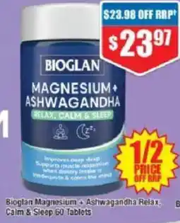 Chemist Warehouse Bioglan Magnesium Ashwagandha Relax. Calm & Sleep 60 Tablets offer