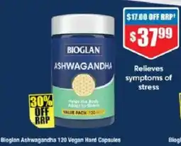 Chemist Warehouse Bioglan Ashwagandha 120 Vegan Hard Capsules offer