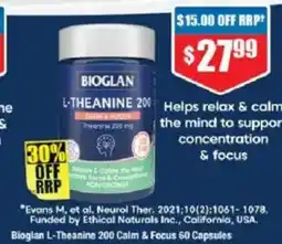 Chemist Warehouse Bioglan L-Theanine 200 Calm & Focus 60 Capsules offer
