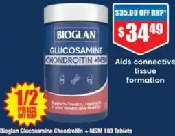 Chemist Warehouse Bioglan Glucosamine Chondroitin + MSM 180 Tablets offer