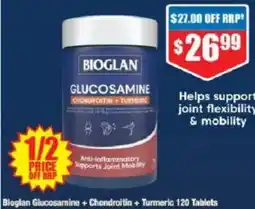 Chemist Warehouse Bioglan Glucosamine + Chondroitin + Turmeric 120 Tablets offer