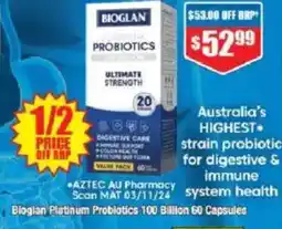 Chemist Warehouse Bioglan Platinum Probiotics 100 Billion 60 Capsules offer