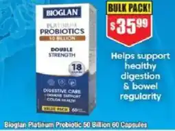 Chemist Warehouse Bioglan Platinum Probiotic 50 Billion 60 Capsules offer