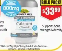 Chemist Warehouse "Nature's Way High Strength Adult Vita Gummies Calcium+ Vitamin D 120 Pastilles offer