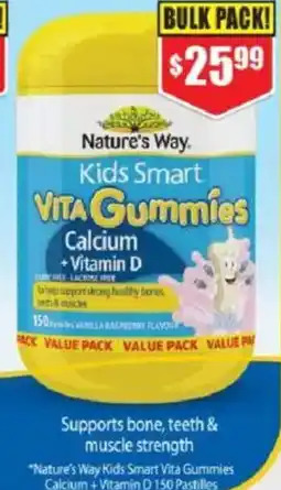 Chemist Warehouse Nature's Way Kids Smart Vita Gummies Calcium+Vitamin D 150 Pastilles offer