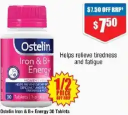 Chemist Warehouse Ostelin Iron & B+ Energy 30 Tablets offer
