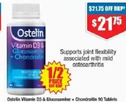 Chemist Warehouse Ostelin Vitamin D3 & Glucosamine + Chondroitin 90 Tablets offer