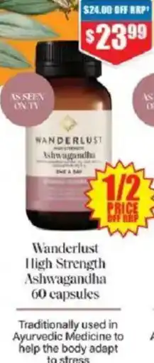 Chemist Warehouse Wanderlust High Strength Ashwagandha 60 capsules offer