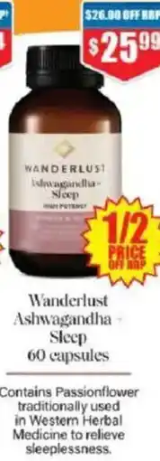Chemist Warehouse Wanderlust Ashwagandha Sleep 60 capsules offer