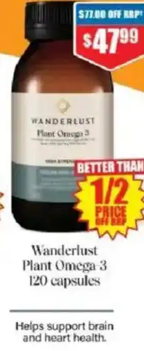 Chemist Warehouse Wanderlust Plant Omega-3 120 capsules offer