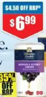 Chemist Warehouse Manuka Health Manuka Honey Drops Blackcurrant 15 Pack offer