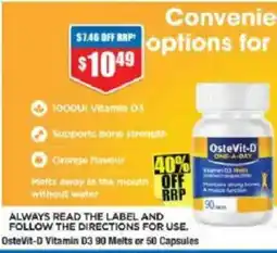 Chemist Warehouse OsteVit-D Vitamin D3 90 Melts or 50 Capsules offer