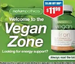 Chemist Warehouse Naturopathica Vegan Iron 30 Hard Capsules offer