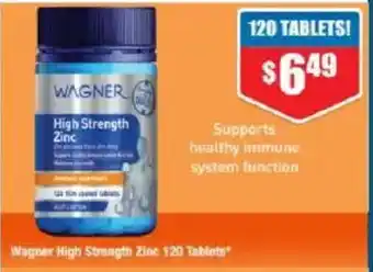 Chemist Warehouse Wagner High Strength Zinc 120 Tablets offer