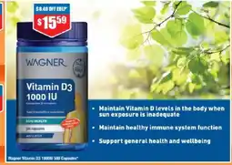 Chemist Warehouse Wagner Vitamin D3 1000IU 500 Capsules offer