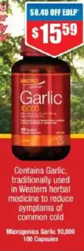 Chemist Warehouse Microgenics Garlic 10,000 100 Capsules offer