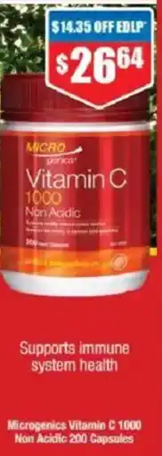 Chemist Warehouse Microgenics Vitamin C 1000 Non Acidic 200 Capsules offer