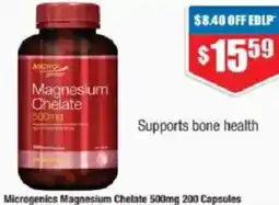 Chemist Warehouse Microgenics Magnesium Chelate 500mg 200 Capsules offer