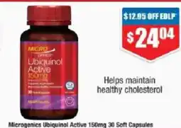 Chemist Warehouse Microgenics Ubiquinol Active 150mg 30 Soft Capsules offer