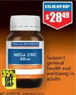 Chemist Warehouse MEGA ZINC 40MG offer