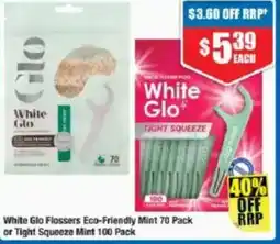 Chemist Warehouse White Glo Flossers Eco-Friendly Mint 70 Pack or Tight Squeeze Mint 100 Pack offer