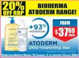 Chemist Warehouse Bioderma Atoderm Shower Oil Cleanser 1L or Intensive Baume 500ml offer