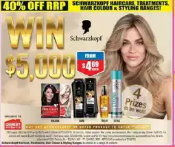 Chemist Warehouse Schwarzkopf Haircare, Treatments, Hair Colour & Styling Ranges offer