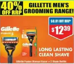 Chemist Warehouse Gillete Fusion Manual Razor + 2 Blade refills offer