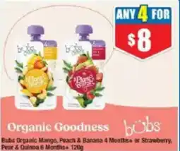 Chemist Warehouse Bubs Organic Mango, Peach & Banana 4 Months or Strawberry. Pear & Quinoa 6 Months+ offer