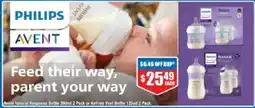 Chemist Warehouse Avent Natural Response Bottle 250ml 2 Pack or AirFree Vent Bottle 125ml 2 Pack offer