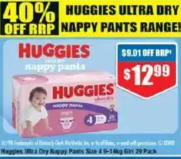 Chemist Warehouse Huggies Ultra Dry Happy Pants Size 4 Girl 29 Pack offer