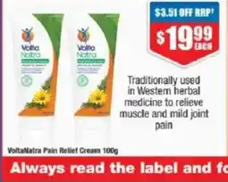 Chemist Warehouse VoltaNatra Pain Relief Cream offer