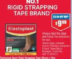 Chemist Warehouse Elastoplast Sport Rigid Strapping Tape 38mm x 15m offer