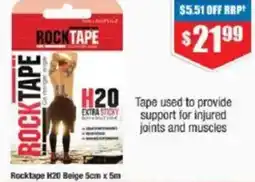 Chemist Warehouse Rocktape H20 Beige 5cm x 5m offer