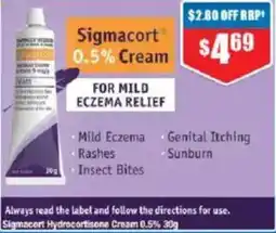 Chemist Warehouse Sigmacort Hydrocortisone Cream 0.5% 30 offer