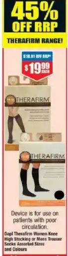 Chemist Warehouse Oapl Therafirm Women Knee High Stocking or Mens Trouser Socks Assorted Sizes offer