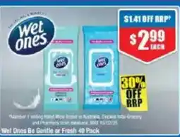Chemist Warehouse Wet one be gentle or fresh 40 pack offer