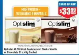 Chemist Warehouse Optislim VLCD Meal Replacement Shake Vanilla or Chocolate 21 x 43g Sachet offer