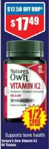 Chemist Warehouse Nature's Own Vitamin K2 60 Tablets offer