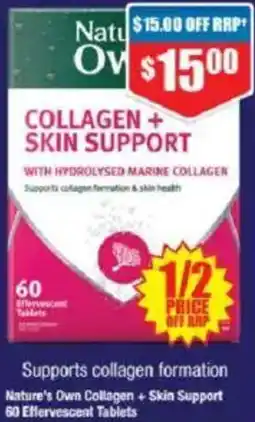 Chemist Warehouse Nature's Own Collagen + Skin Support 60 Effervescent Tablets offer