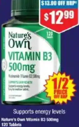 Chemist Warehouse Nature's Own VITAMIN B3 500mg 120 tablets offer