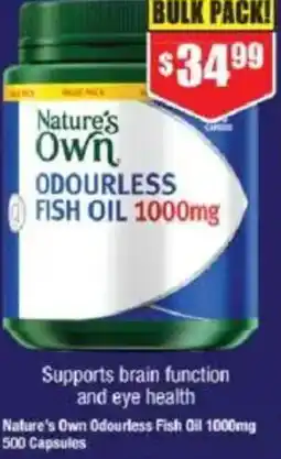 Chemist Warehouse Nature's Own Odourless Fish Oil 1000mg 500 Capsules offer