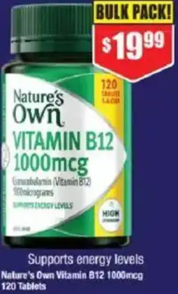 Chemist Warehouse Nature's Own VITAMIN B12 1000mcg 120 tablets offer