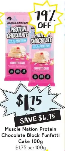 Drakes Muscle Nation Protein Chocolate Block Funfetti Cake 100g offer