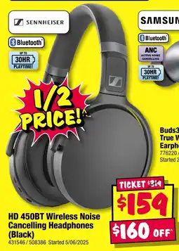 JB Hi-Fi HD 450BT Wireless Noise Cancelling Headphones (Black) offer