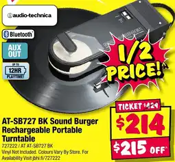 JB Hi-Fi AT-SB727 BK Sound Burger Rechargeable Portable Turntable offer
