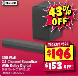 JB Hi-Fi 300 Watt 2.1 Channel Soundbar With Dolby Digital offer