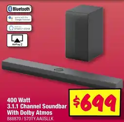 JB Hi-Fi 400 Watt 3.1.1 Channel Soundbar With Dolby Atmos offer