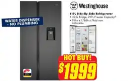 The Good Guys Westinghouse 619L Side-By-Side Refrigerator offer